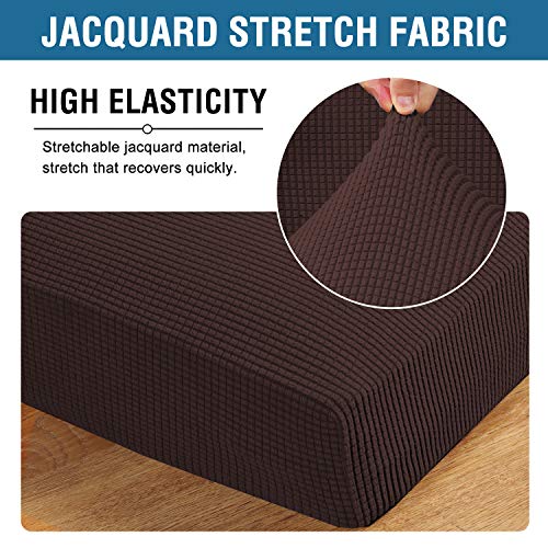 H.VERSAILTEX Stretch 6 Piece Cushion Sofa Slipcovers,Brown