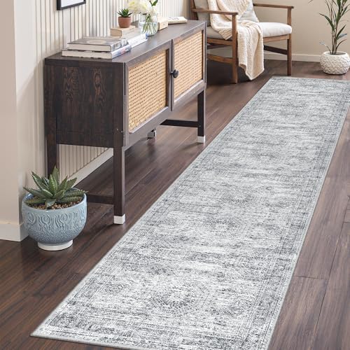 2x8 Runner Rug Non Slip,Washable Hallway Runner Rug,Grey