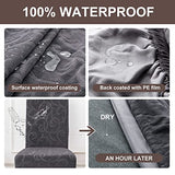 Genina Waterproof Dining Room Chair Covers Stretch Parsons Chair Slipcovers for Dining Room Kitchen Chair Protector Cover, Removable, Washable (4, Flower Pattern-Dark Gray)