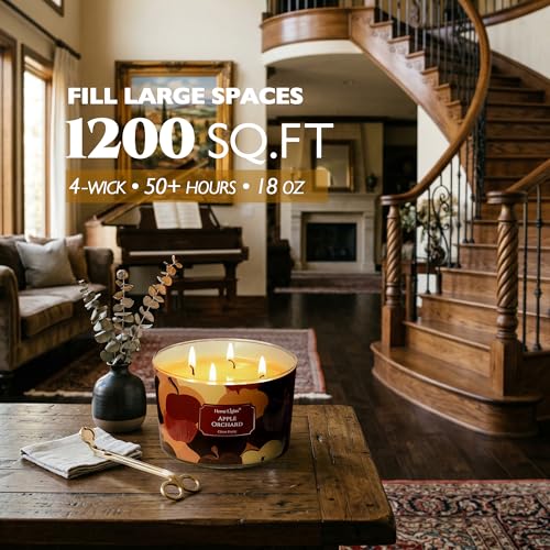 Home Lights Soy Wax Candles for Home Scented, 4-Wick Candles in Apple Orchard Scented, Aromatherapy Candles Gift for Parties, Relaxing, Eclectic Mixed Styles, 18oz