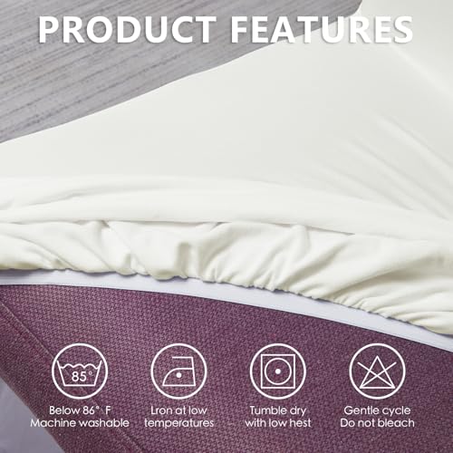 molasofa Chair Covers for Dining Room Set of 2 Stretch Chair Slipcovers with Skirt for Kitchen Seat Protectors Wedding Banquet Decor Kids Pets Spandex Fabric Washable (2pcs, Cream)