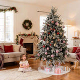 36 Inch Christmas Tree Skirt Faux Fur, White Soft Double Layer Plush Tree Skirt for Merry Christmas Party Christmas Tree Decoration Holiday Party Home Decor Indoor Outdoor B2