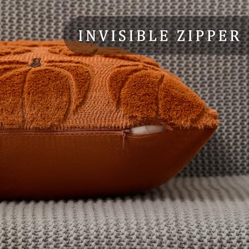 DFXSZ Fall Pillow Covers 16x16 2Pcs Rust Brown Pumpkin Fall Decorations