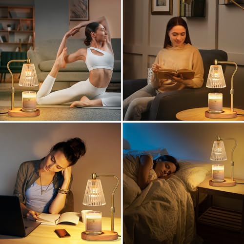 Engpure Candle Warmer Lamp - Candle Warmer Lamp with Timer and Dimmer Adjustable Height,Electric Wax Melt Warmer with 2 Bulbs for Scented Jar Candles Home Decor Mother's Day Gifts, Amber