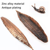 Accmor Incense Holder Set, Leaf and Snail Incense Burner, Incense Ash Catcher, Incense Sticks Holder for Counters, Meditation Room, Yoga, Home, Office, Red Copper