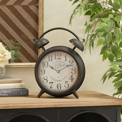 Deco 79 Metal Clock with Bell Style Top, 10" x 4" x 13", Black