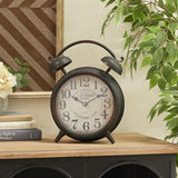 Deco 79 Metal Clock with Bell Style Top, 10" x 4" x 13", Black