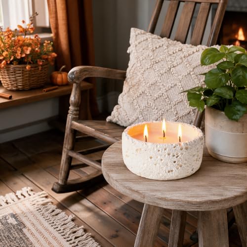 Viyffo 20oz Large Fall Decorative Candle - Vanilla Dreamscape, 3 Wick Soy Candle for Women, Matte Ivory Ceramic Jar Perfect for Luxury Home Fragrance, Elegant Room Decor & Premium Holiday Gift