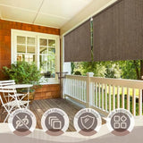 SEEYE Outdoor Sunshade Roller Shades 96" W x 96" H, Cordless Roll Up Shade Blinds Privacy Screen with 90% UV Protection, Exterior Patio Shade Cloth for Porch Pergola Balcony Backyard Windows, Mocha
