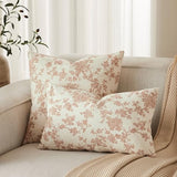2 Pack French Floral Throw Pillow Covers 22x22in, Terracotta/Cream