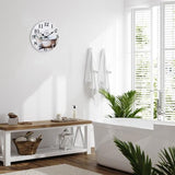 Bathroom Wall Clock Rustic Style Waterproof Glass Wall Clocks for Bathroom, Shower Wall Decor (8 Inch, Brown)