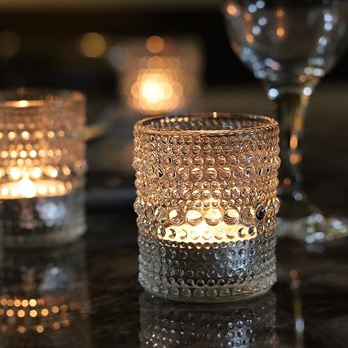 36 PCS Clear Glass Votive Candle Holders Set Hobnail Tealight Candle Holders for Fall Decor, Halloween, Weddings, Birthday Table Centerpiece Decorations