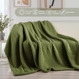 Exclusivo Mezcla Fleece Throw Blanket for Couch and Bed,Extra Soft Warm Decorative Fuzzy Throws for Women,Lightweight Cozy Blankets Size 50x60 Inches, Olive Green