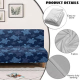 Suobstales Sea Turtle Print Stretch Armless Futon Cover, Futon Mattress Cover Soft Sofa Bed Slipcovers with Elastic Bottom, Foldable Sofa Slipcovers Washable Couch Covers