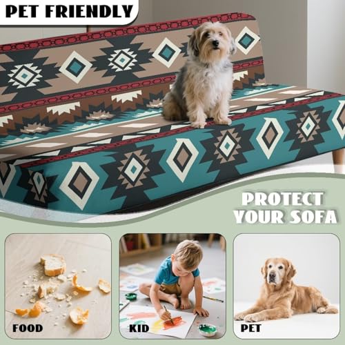 Aztec Ethnic Geometric Futon Covers Slipcover Stretchable Futon Chair Slipcovers Non Slip Furniture Decor Dustproof Sofa Covers Daily Decor