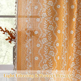 MYSKY HOME Boho Floral Curtains 84 inch Long 2 Panels Set Golden Mustard Yellow Farmhouse Curtains for Bedroom Living Room Light Filtering Semi Sheer Drapes with White Tassel Back Tab, 50" Wide