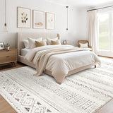 cotiled 5x7 Area Rugs Living Room Rug: Washable Boho Rugs with Non Slip Backing Large Soft Indoor Stain Resistant Carpet for Bedroom Farmhouse Dining Room Lightweight Home Decor L Brown/Cream