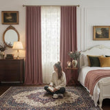 NICETOWN Dusty Rose Pink Blackout Velvet Curtains for Girls Room 84 inch Long - Privacy Protection Light Blocking Drapes for Living Room, Gifts for Mom, W52” x L84, 2 Panels