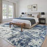 9x12 Area Rugs for Living Room Large Washable Abstract Blue Carpets