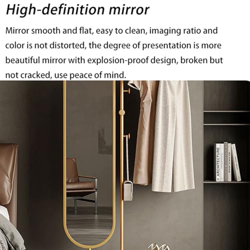 Decorative Simple Floor-Standing Coat Rack, Bedroom Home Dressing Mirror, rotatable Full-Length, Clothes for Living Room(Black,80cm)