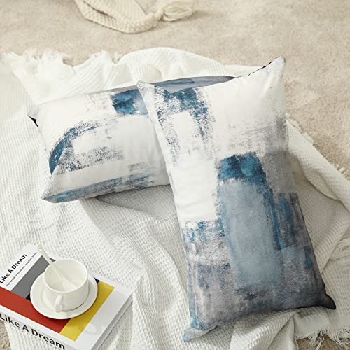 Throw Pillow Covers for Couch, 20x12 Inch, 2 Pack, Grey Blue
