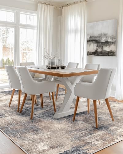 6x9 Area Rug Living Room, Modern Abstract Washable Indoor Carpet Brown
