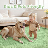 5x7 Fluffy Shag Area Rugs for Living Room Bedroom: Soft Carpet Mint Green