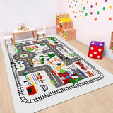 5x7ft Kids Town Road Play Rug - Car Playmat, Kids Rugs for Playroom Car Mat Town City Road Traffic Rugs, Extra Large Boys Kid Cars Track Play Rug (Style Five, 78.7X 59 INCH)