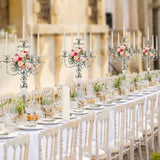 20.3'' Tall 5 Arm Silver Metal Candelabra Centerpiece for Table, Retro Table Centerpieces for Party, Events, Home, Wedding Decor (4)