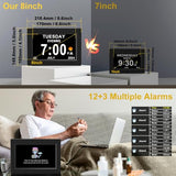 CAZOKASI 8inch Extra Large Impaired Vision Digital Alarm Clock with Day and Time for Elderly Calendar Clock No Battery Plug-in Power Outage Memory DST Auto Dimmable Clock