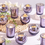 12 Pcs Assorsted Purple Votive Candle Holders for Tea Lights & Votives, Mercury Glass Candle Holder