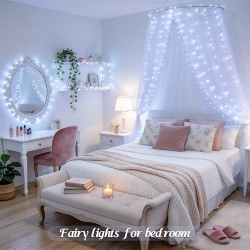JMEXSUSS 4 Pack 50 LED Fairy Lights Battery Operated, 16.1ft White Fairy Lights for Bedroom, Silver Wire Twinkle String Lights Indoor for Party Wedding Birthday Decorations