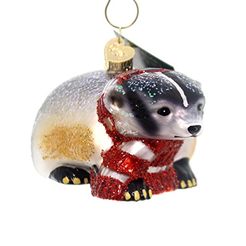 Old World Christmas Badger Glass Blown Ornament for Christmas Tree, Handcrafted Holiday Decoration, Wildlife Animal Collection