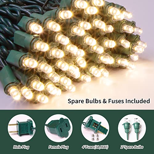 LAMPHOME 100 LED Warm White String Lights - 21.6FT LED Christmas Light, Mini led Extendable Green Wire Waterproof Indoor Outdoor Fairy String Lights for Xmas Tree Holiday Home Party Garden