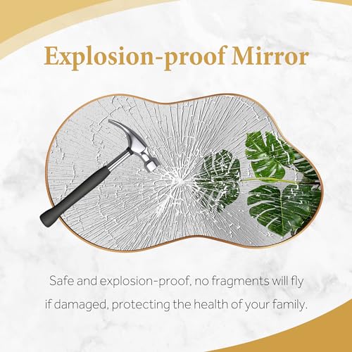 Dorlicecass Irregular Wall Mirror - Wall Mirrors Decorative 20"x36" Gold Asymmetrical Mirror Tempered Glass Aviation Aluminum Alloy Frame for Bathroom, Bedroom, Living Room, Cloakroom, Entryway