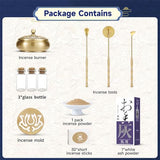 Yoga & Meditation 16pcs Incense Burner Kit - Complete Ash Powder Burner Set with Brass Censer, Art Mold Tools & Chinese Incense Burner in Gift Box for Relaxation, Home Fragrance
