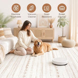 Nakagishi Area Rug Living Room Rugs: 5x7 Large Soft Machine Washable Boho Moroccan FarmNeutral Stain Resistant Indoor Floor Carpet for Bedroom Under Dining Table Home Office Decor-Cream Brown