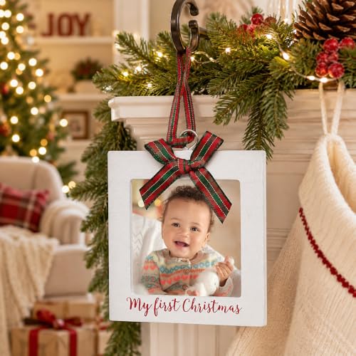 Kate & Milo My First Christmas Photo Ornament, Babys First Christmas Tree Ornament, Newborn Photo Holiday Keepsake, New and Expecting Parents Gift, Rustic