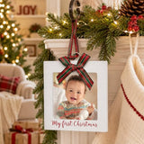 Kate & Milo My First Christmas Photo Ornament, Babys First Christmas Tree Ornament, Newborn Photo Holiday Keepsake, New and Expecting Parents Gift, Rustic