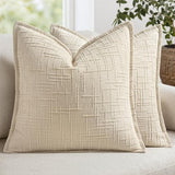 MIULEE Slubby Textured Decorative Euro Throw Pillow Covers Beige 24x24