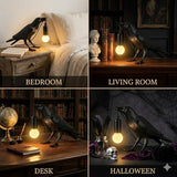 Crow Lamp Gothic Decor, Raven Table Lamp with Adjustable Brightness, Dark Academia Aesthetic Night Light for Bedroom, Halloween Black Bird Lamp, Unique Gift