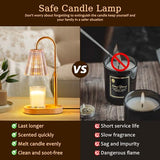 Candle Warmer Lamp with Timer - Electric Candles Wax Warmers Glass Lamps for Jar Candles Burner Adjustable Height and Dimmable Light Modern No Flame Scented Candle Warming Lantern, Amber
