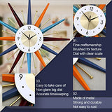 FIELDY Large Wall Clock 22 Inch Mid Century Wall Clocks Starburst Clock Non Ticking Battery Operated 3D Wall Clocks Home Décor for Living Room, Kitchen, Dining Room, Bedroom