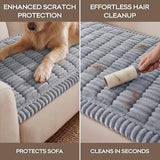 decorUhome Non-Slip Fuzzy Couch Cover for Dogs, Soft Thick Washable Pet-Friendly Protector, Sofa Slipcover for 2 Cushion Sofa/Loveseat, Grey, 27.6" x 59"