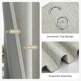 Joydeco 100% Blackout Curtains 63 Inch Length, Living Room Curtain 2 Panels Set, Grommets Room Darkening Textured Thermal Drapes, Greyish White Blackout Curtains for Bedroom (42x63inch)