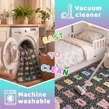 Dunzy 4.92 x 7.55 ft Classroom Rug Composition Notebook Alphabet Rug Pastel Back to School Reading Calming Corner Decor Composition Carpet for Teaching and Playroom