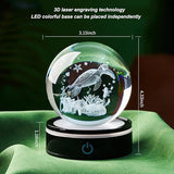 3D Sea Turtle Crystal Ball Figurine with LED Base Laser Ocean Figurines Lover Gifts for Women Men on Christmas Birthday Decorative Ball Sea Turtle Glass Globe Night Light for Room Decorations Crafts