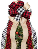 Christmas Tree Topper Large Buffalo Plaid Burlap Red and Black Gift Bow for Xmas Tree Handmade Holiday Party Decorations-13 x 29 Inch
