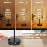 Touch Table Lamp For Bedroom with Bulb, Boho Small Desk Lamp For Living Room With Rattan & Li – lifestyle view