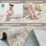 2x8 Washable Hallway Runner Rug – Non-Slip Modern Abstract Neutral Low-Pile Stain-Resistant Carpet Runner for Kitchen Entryway Bedroom Bathroom (Beige Grey,2x8)